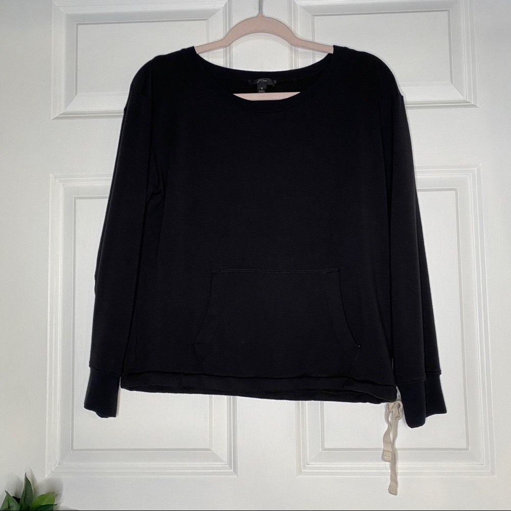 J. Crew AE960 Black Weekend Pocket Sweatshirt Drawstring Waist Size Small